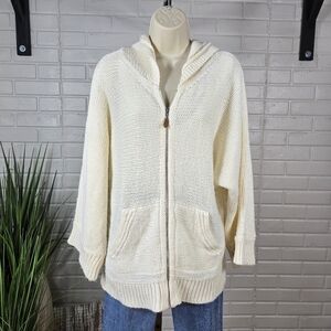 Venus Cream Hooded Oversized Wide Sleeve Cardigan Medium